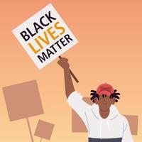 Black lives matter banner with man cartoon vector design