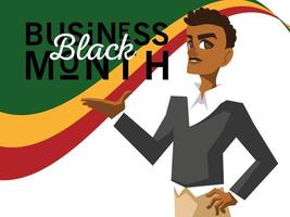 Black business month with afro man cartoon vector design