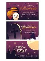 diseño de vector de grupo de banners de temporada de compras de feliz halloween