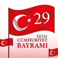 29 ekim cumhuriyet bayrami with turkish red flags vector design