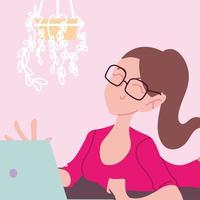 woman working remotely from her home vector