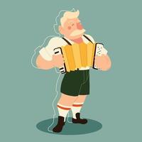 oktoberfest man cartoon with traditional cloth and accordion vector design