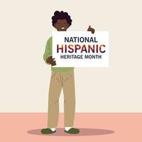 national hispanic heritage month with black man cartoon vector design