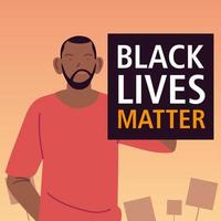 Black lives matter banner with man cartoon vector design