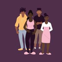 black boys and girls cartoons with urban style vector design