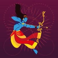 template of the lord Rama with bow and arrow vector