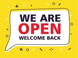 we are open, welcome back after pandemic vector