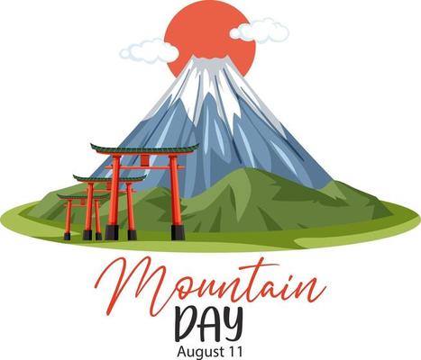 Mountain Day in Japan on August 11 banner with Mount Fuji