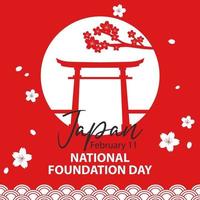 Japan National Foundation Day banner with Torii gate vector