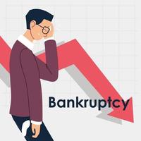 bankruptcy, businessman in financial crisis vector