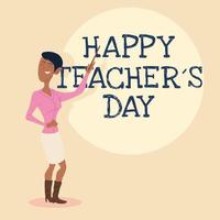 happy teachers day card with woman vector