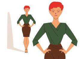 cute business woman in different poses vector