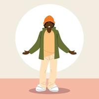 afro man wearing casual clothes vector