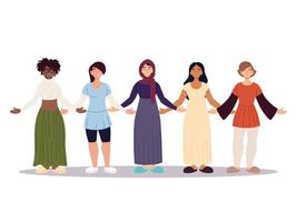 group of women together, diversity or multicultural vector