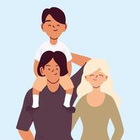 portrait of happy family, parents with son vector