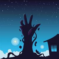 halloween background with zombie hand vector