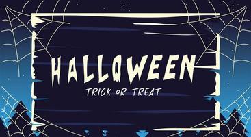 tarjeta de halloween con etiqueta de truco o trato vector