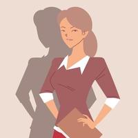 portrait of cute business woman, businesswoman with papers in hand vector