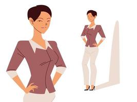 beautiful business woman in different poses vector