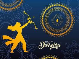 template with lord rama and label happy Dussehra vector