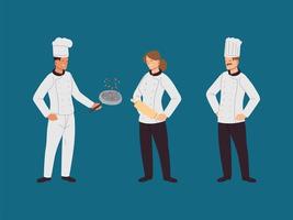 group of chefs in uniform vector