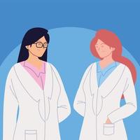 portrait of female doctors, healthcare workers vector