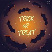 trick or treat label with bats vector
