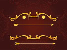 set of golden bows and arrows on brown background vector