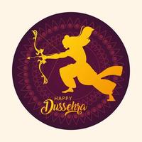 lord Rama with bow and arrow, poster with text happy Dussehra vector