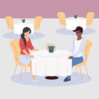 people having dinner in the restaurant, romantic dinner vector