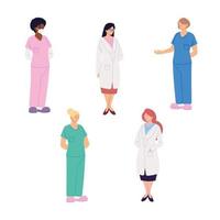 set of healthcare workers, doctors and nurses vector