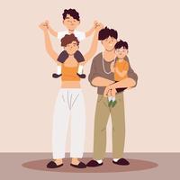 padres con hijos tomados de la mano vector