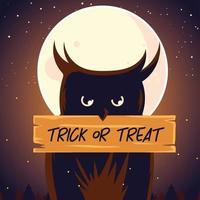 trick or treat poster with owl vector