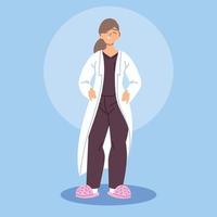 doctor, hembra, en, médico, bata vector