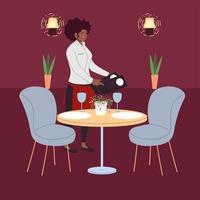 woman waitress in uniform takes an order in a restaurant vector