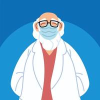 doctor standing wearing face mask vector