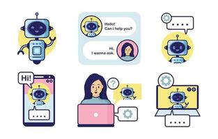 conjunto de colección de servicio de chatbot vector