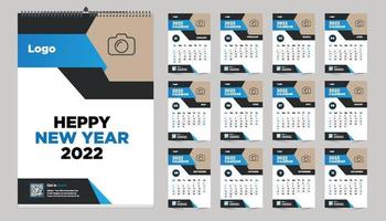 Free modern wall calendar 2022 design template idea with vector