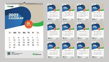 Free modern wall calendar 2022 design template idea with vector