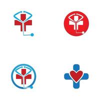 plantilla de diseño de logotipo de icono y símbolo de hospital vector