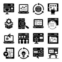 Pack of Web Coding Glyph Icons vector