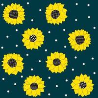 Cute turquoise pattern with line sunflowers Seamless background Textiles for children Minimalism paper scrapbook for kids vector