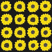 Cute black pattern with line sunflowers Seamless background Textiles for children Minimalism paper scrapbook for kids vector