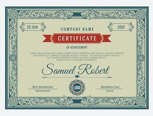 Classic old certificate template design