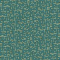 Seamless pattern with coffee beans and utensils. vector