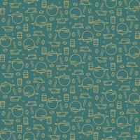 Seamless pattern with coffee beans and utensils. vector