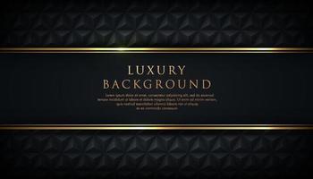 Luxury black stripe with gold border on the dark geometric background. VIP invitation banner. Premium and elegant. vector