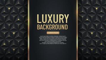 Luxury vertical black stripe with gold border on the dark geometric background. VIP invitation banner. Premium and elegant. vector