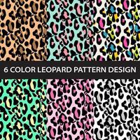 Six color leopard print pattern collection vector