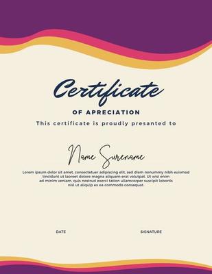 Editable certificate template, with a simple and elegant appearance